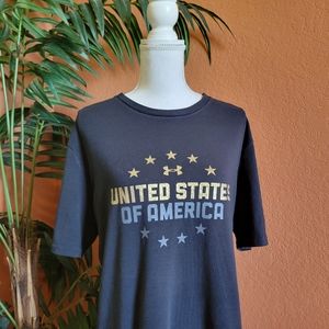3/$25 Under Armour Freedom Tee Shirt United States of America Large Black Soft